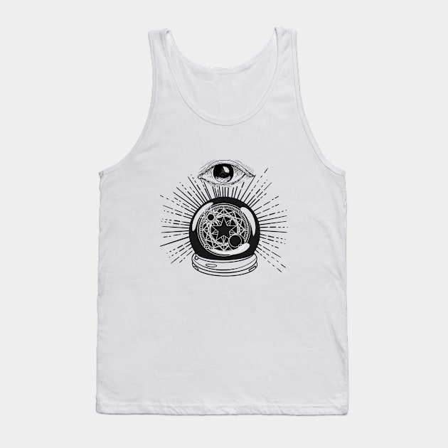 Divination Crystal Ball Eye Witchcraft Black And White Tank Top by Mrart